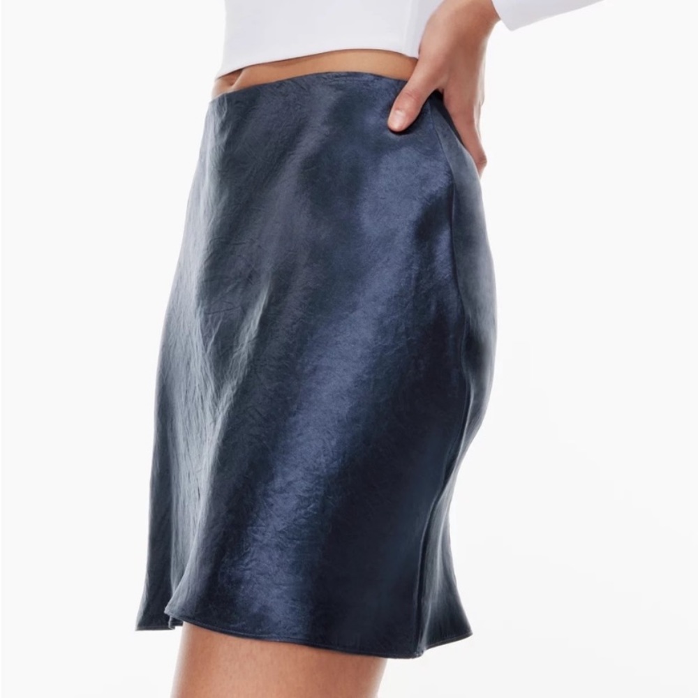 Aritzia Babaton Silk Mini Skirt Navy